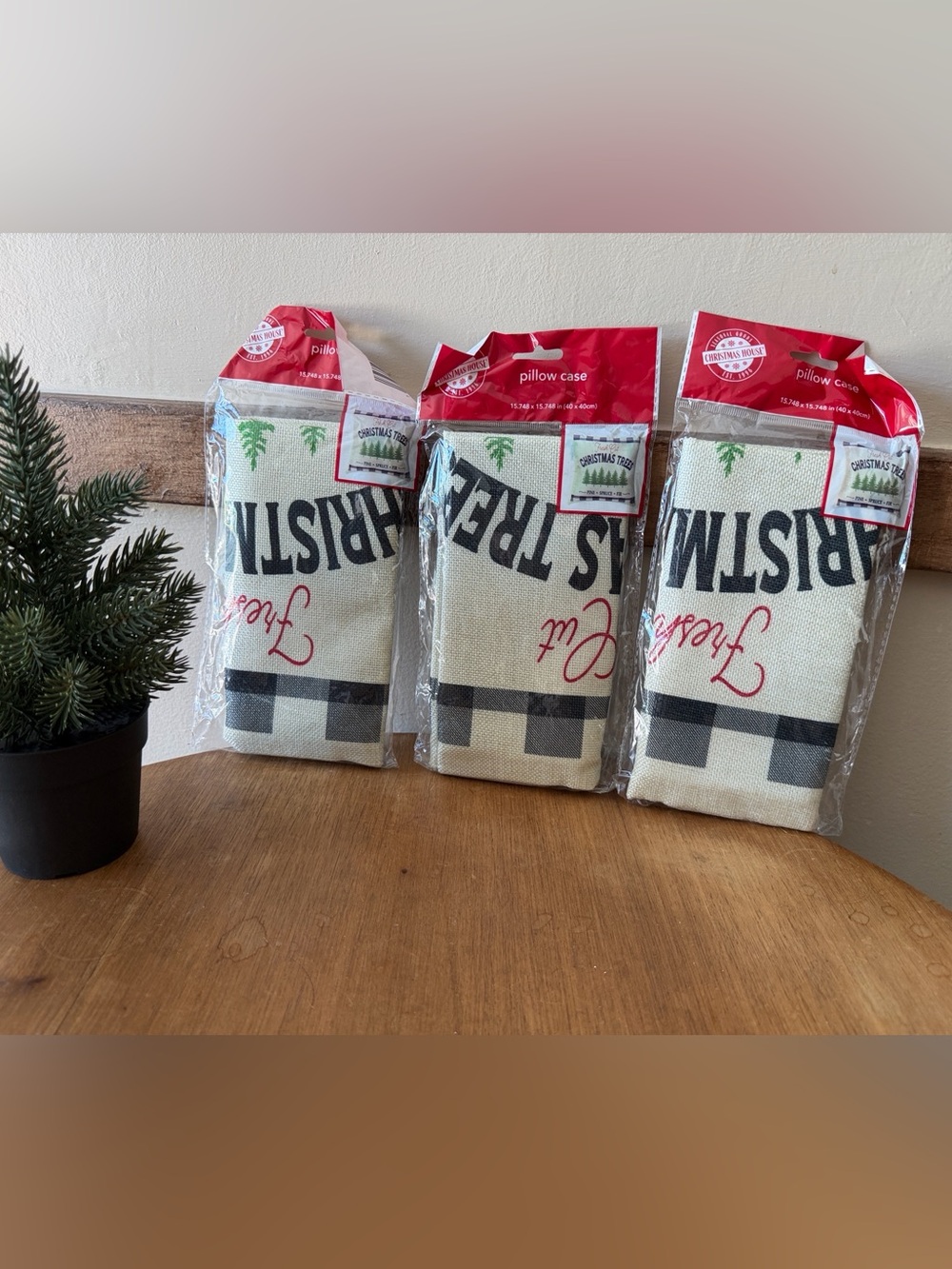 Christmas Tree Holiday Pillow Case - Red, Black & White